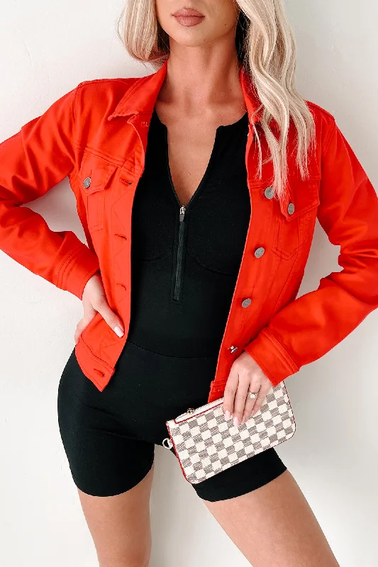 Climbing The Ladder Kancan Denim Jacket (Red) Welt Pockets Slit Pockets Flap Pockets Climbing The Ladder Kancan Denim Jacket (Red) Welt Pockets Slit Pockets Flap Pockets