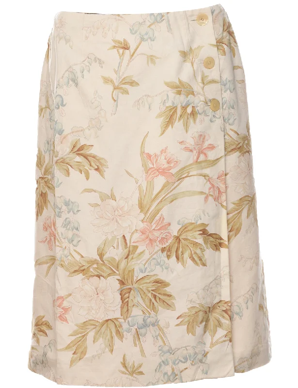 Floral Pattern A-line Skirt - M lace skirt delicate