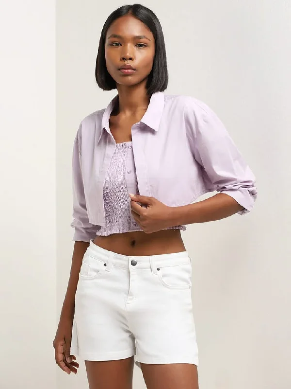 Nuon Lilac Solid Jacket Cotton Fabric Linen Fabric Terry Fabric
