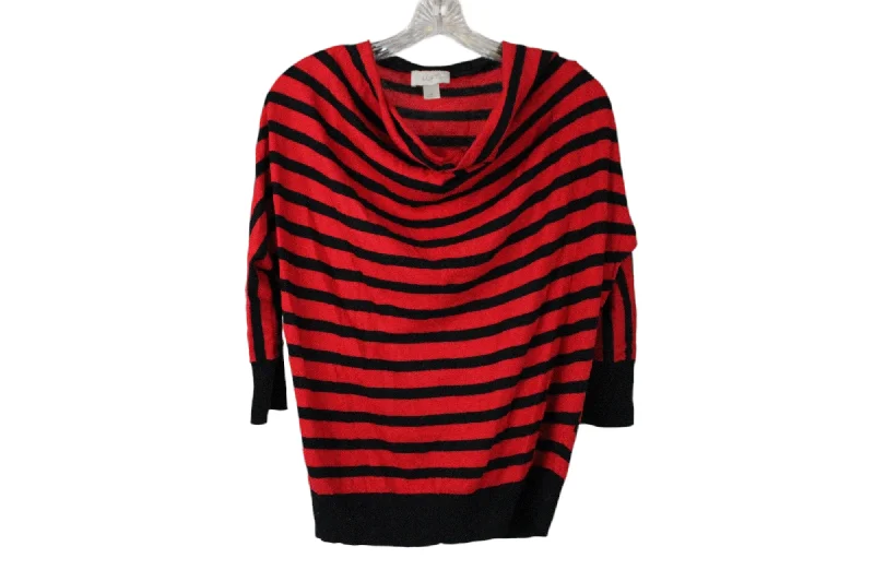 LOFT Red Black Striped Sweater | S Petite Machine Wash Dry Clean Hand Wash