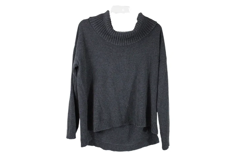 Jeanne Pierre Gray Cowl Neck Sweater | XL Collared Crew Neck Turtle Neck