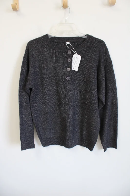 NEW Made With Heart Gray Knit Sweater | S Fitted Loose Oversized