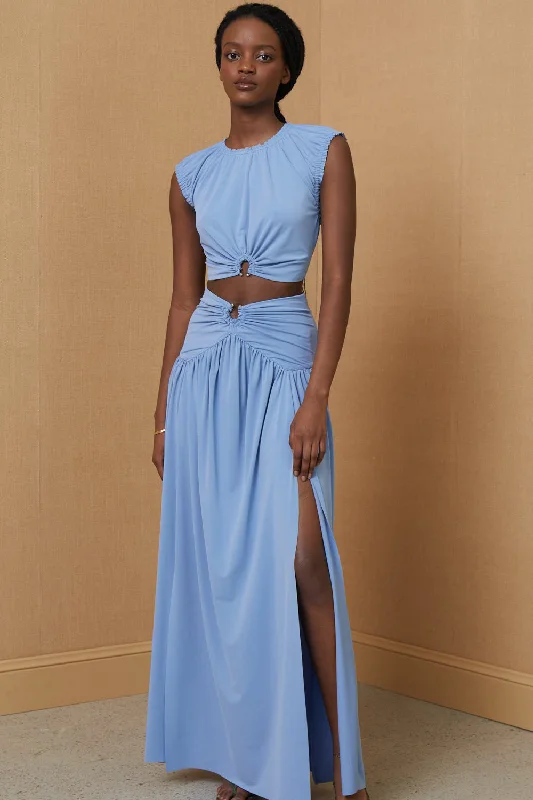Bec & Bridge Minx Maxi Skirt - Dusk Blue corduroy skirt textured