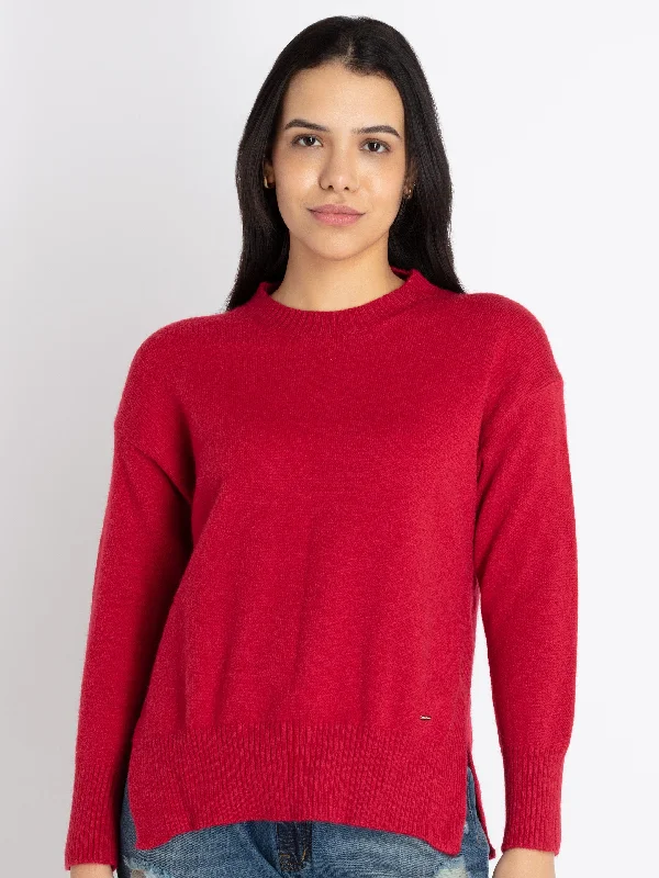 Womens Solid Round Neck Sweater Oversized Loose Flowy