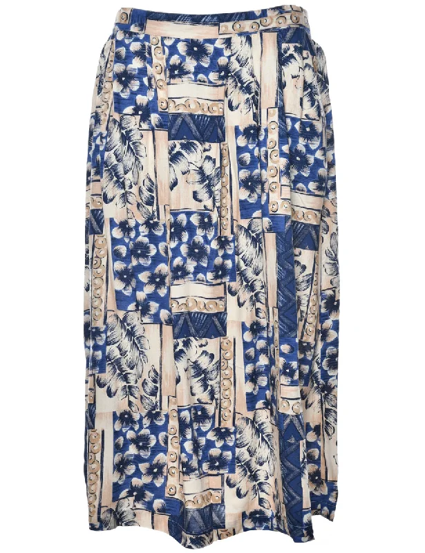 Floral Print Maxi Skirt - L cashmere skirt soft