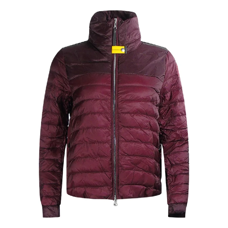 Parajumpers Mao Burgundy Down Jacket Ribbed Jacket Pleated Jacket Ruffled Jacket