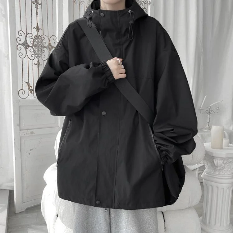 Oversized Windbreaker Hooded Jacket Tiered Jacket Buttoned Jacket Zippered Jacket