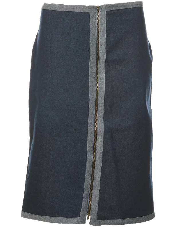 Dark Wash Denim A-line Skirt - M lace skirt intricate