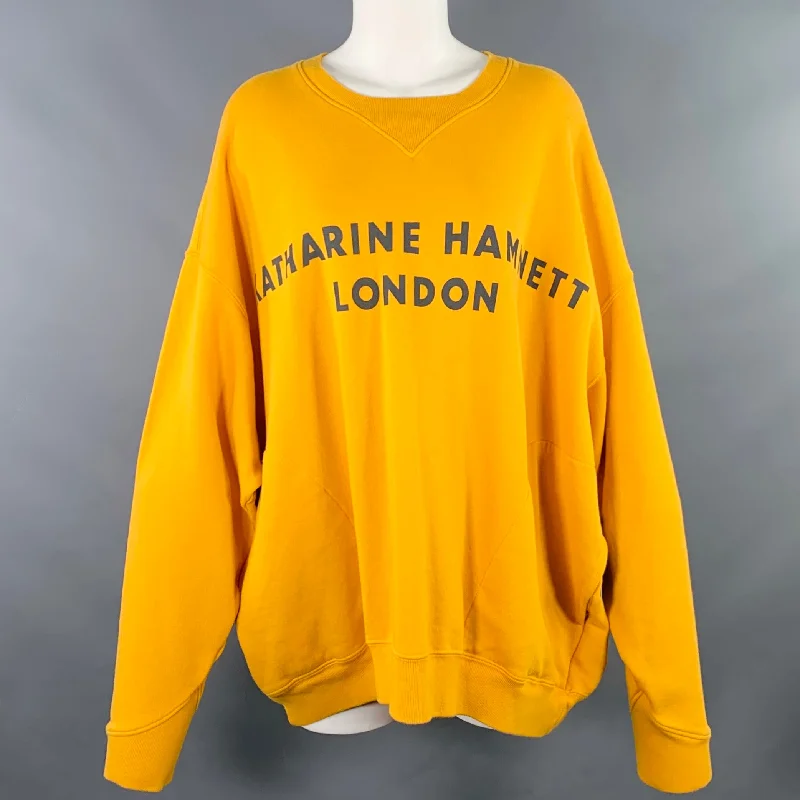 KATHARINE HAMNETT Size M Vince Mustard Yellow Organic Cotton Print Sweater Terry Blend Velvet Blend Canvas Blend KATHARINE HAMNETT Size M Vince Mustard Yellow Organic Cotton Print Sweater Terry Blend Velvet Blend Canvas Blend