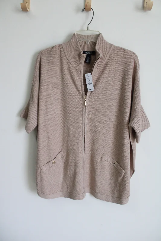 NEW White House Black Market Zip Up Poncho Heather Cork Sweater | XS Machine Wash Dry Clean Hand Wash NEW White House Black Market Zip Up Poncho Heather Cork Sweater | XS Machine Wash Dry Clean Hand Wash