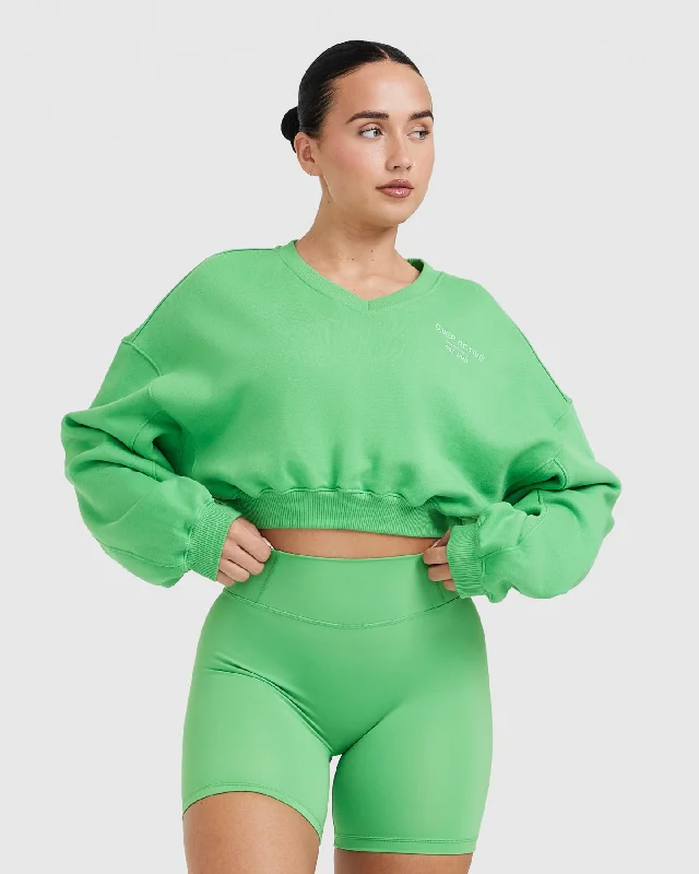 All Day Est 2020 Crop V-Neck Sweatshirt | Jade