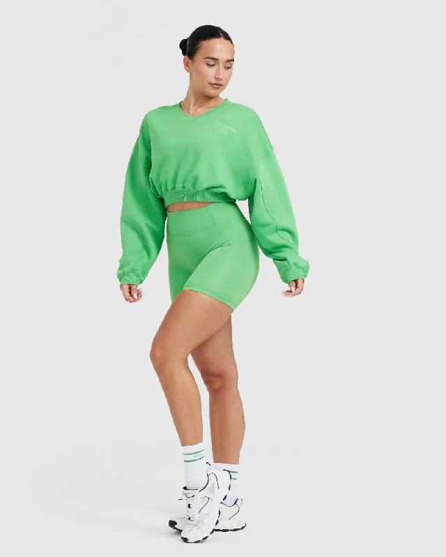 All Day Est 2020 Crop V-Neck Sweatshirt | Jade