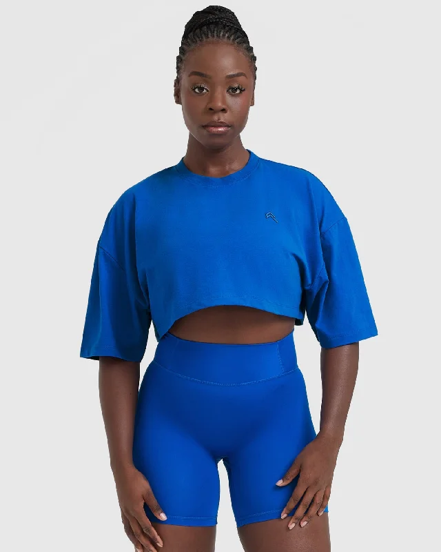 Classic Relaxed Crop Lightweight T-Shirt | Cobalt