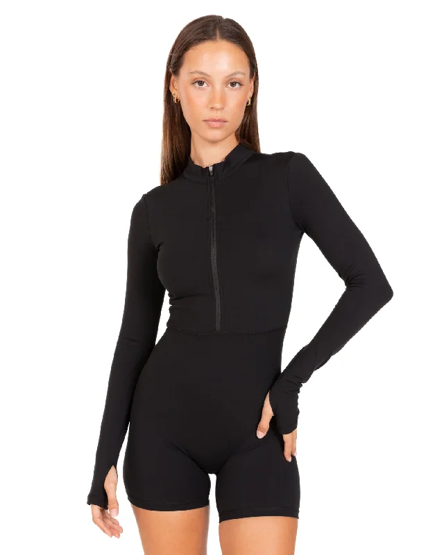 Long Sleeve Unitard - Black