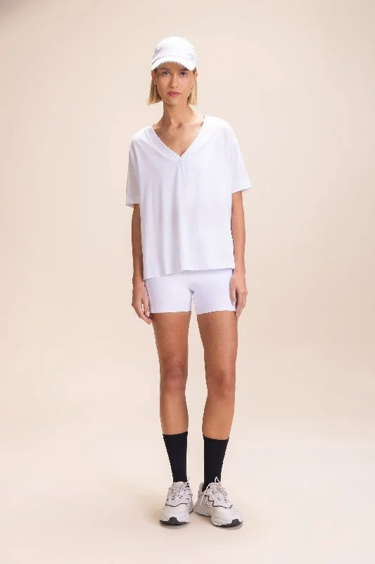 Pima Cotton V-neck Half-Knit T-Shirt