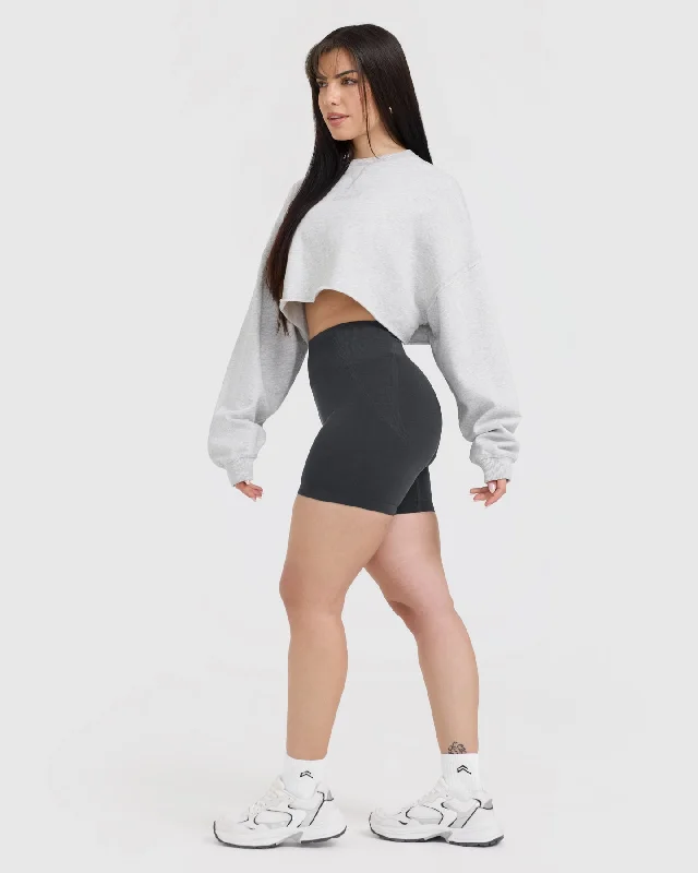 Raw Lounge Crop Sweatshirt | Light Grey Marl