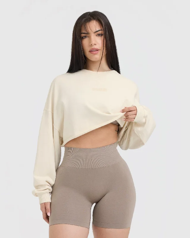 Raw Lounge Crop Sweatshirt | Off White