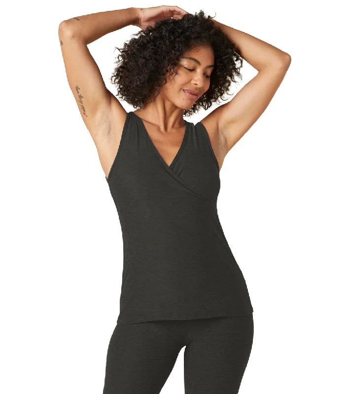 Beyond Yoga Featherweight Easy Access Nursing Crossover Tank Darkest Night