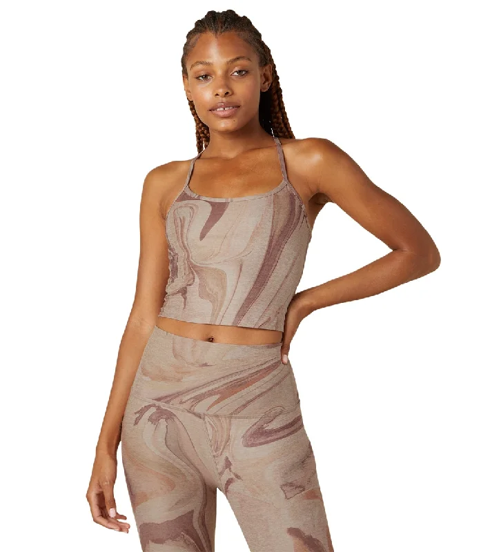 Beyond Yoga Spacedye Printed Slim Racerback Cropped Tank Chai Marble