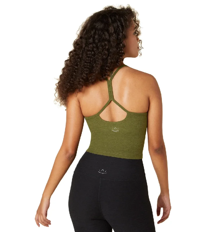 Beyond Yoga Spacedye Slim Racerback Cropped Tank Deep Olive Heather