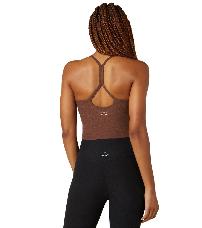 Beyond Yoga Spacedye Slim Racerback Cropped Tank Mahogany Brown Heather