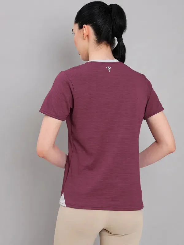 Women Solid Slim Fit V Neck T-shirt with DOUBLE COOL