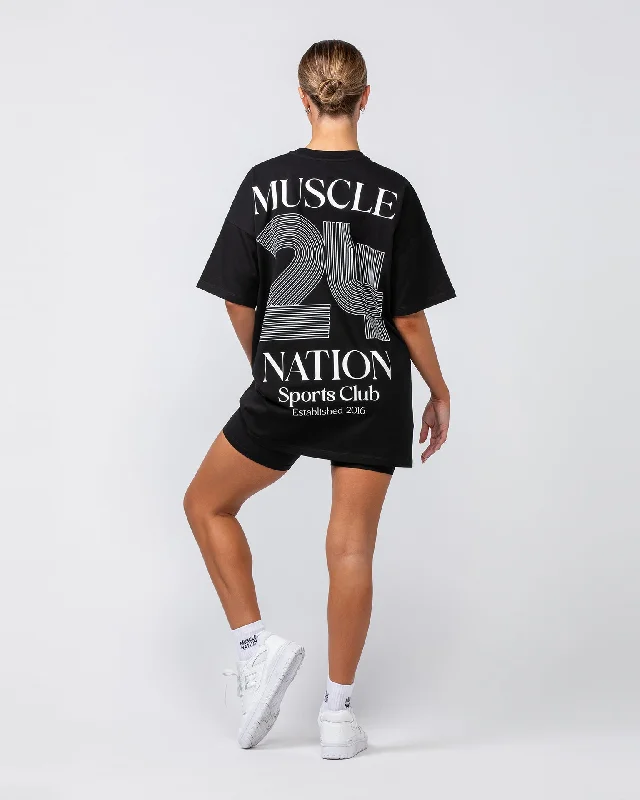 College Oversized Tee - Black