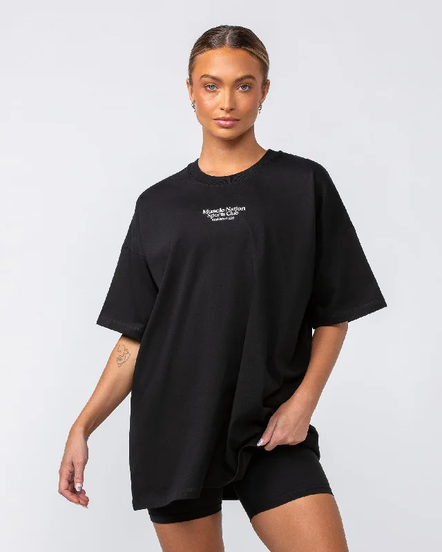 College Oversized Tee - Black