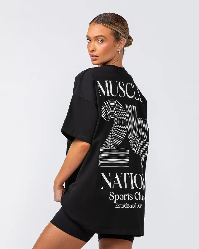 College Oversized Tee - Black