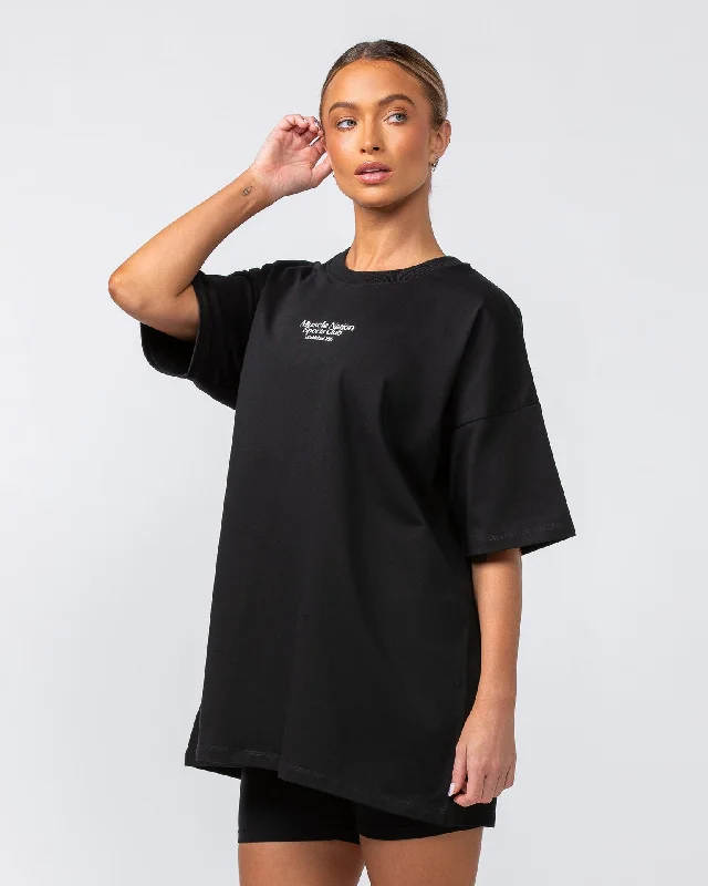 College Oversized Tee - Black