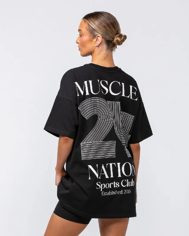 College Oversized Tee - Black