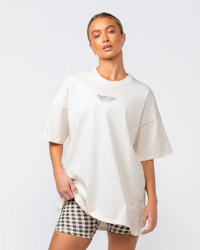 College Oversized Tee - Travertine