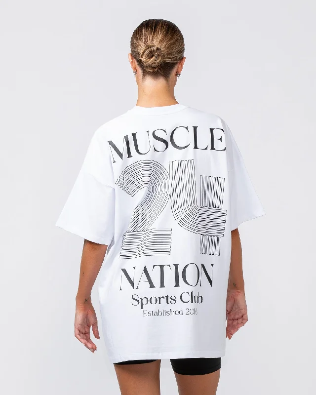 College Oversized Tee - White