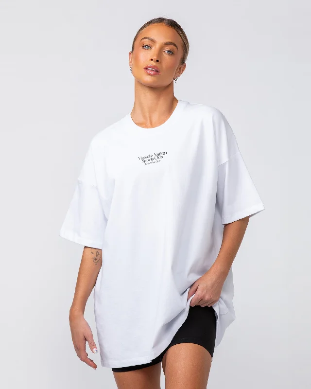 College Oversized Tee - White