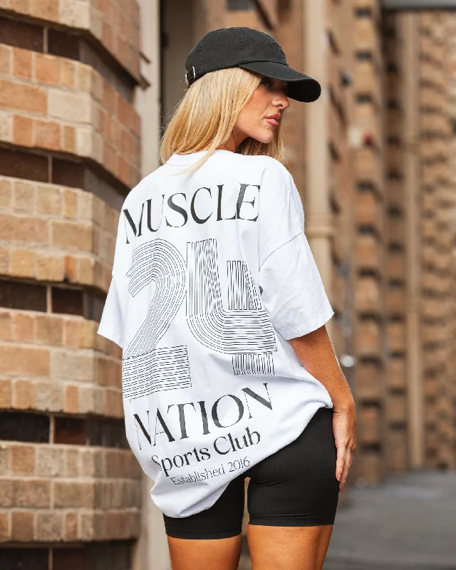 College Oversized Tee - White