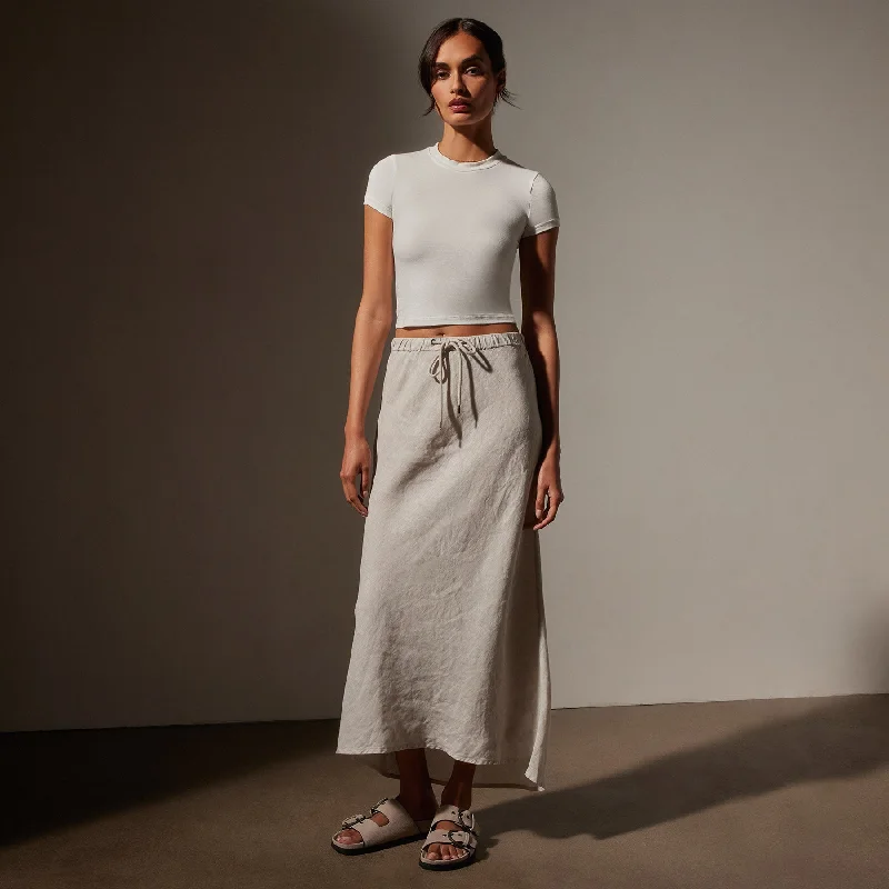 High Low Linen Skirt - Salt Pigment