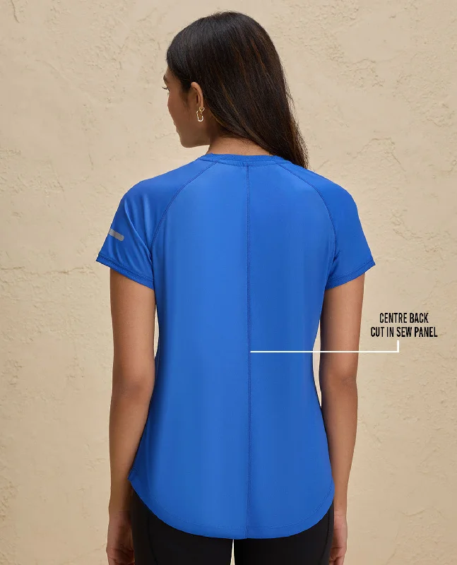 Nykd By Nykaa Quick Dry Half Sleeves Regular Fit Running Tee-NYK033-Bright Blue