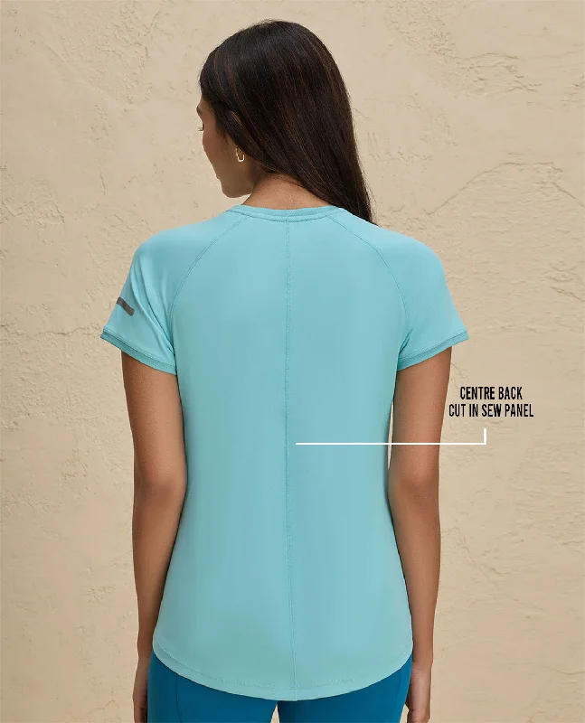 Nykd By Nykaa Quick Dry Half Sleeves Regular Fit Running Tee-NYK033-Turquoise