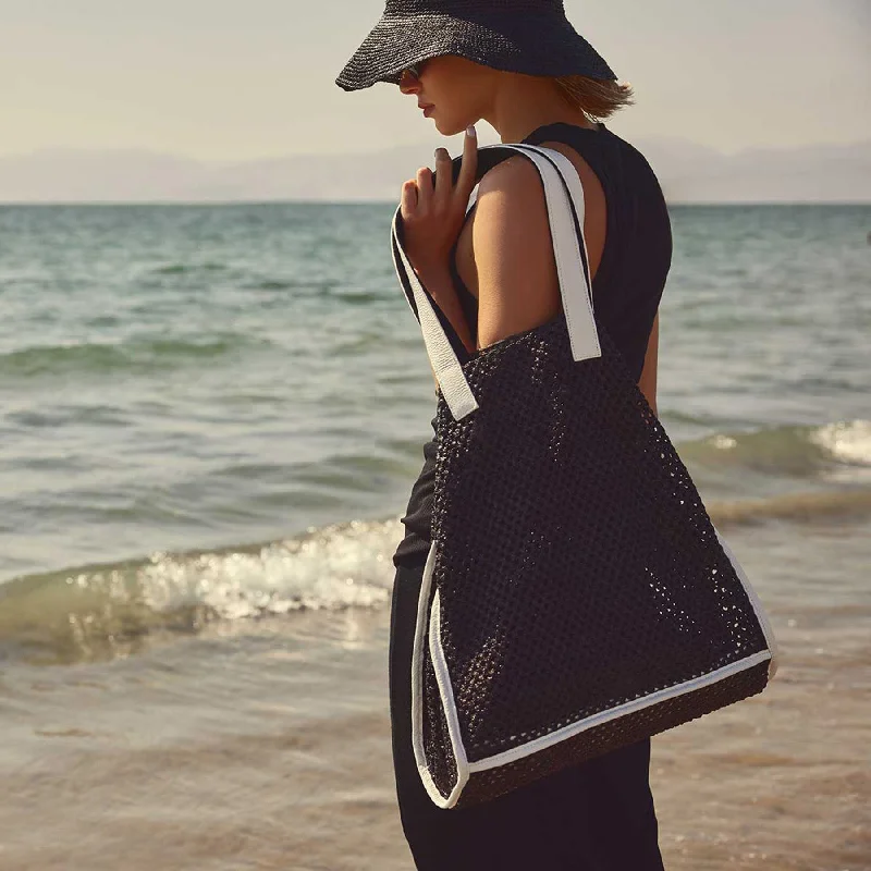 Raffia Tote - Black Sea