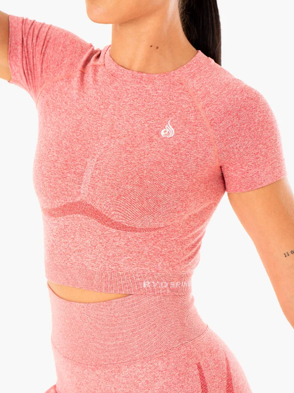 Sculpt Seamless T-Shirt - Pink Marl