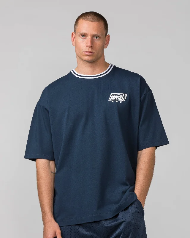 Throwback Oversized Tee - Navy