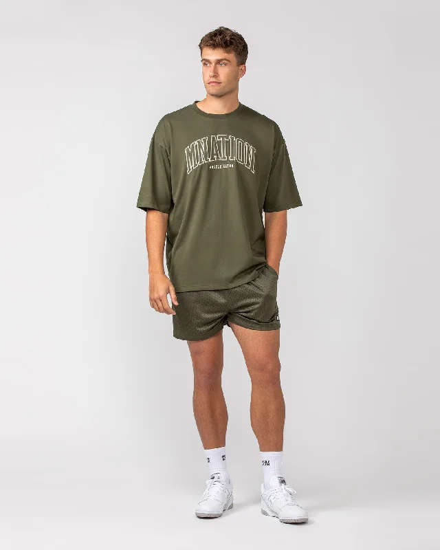 Varsity Oversized Tee - Dark Khaki