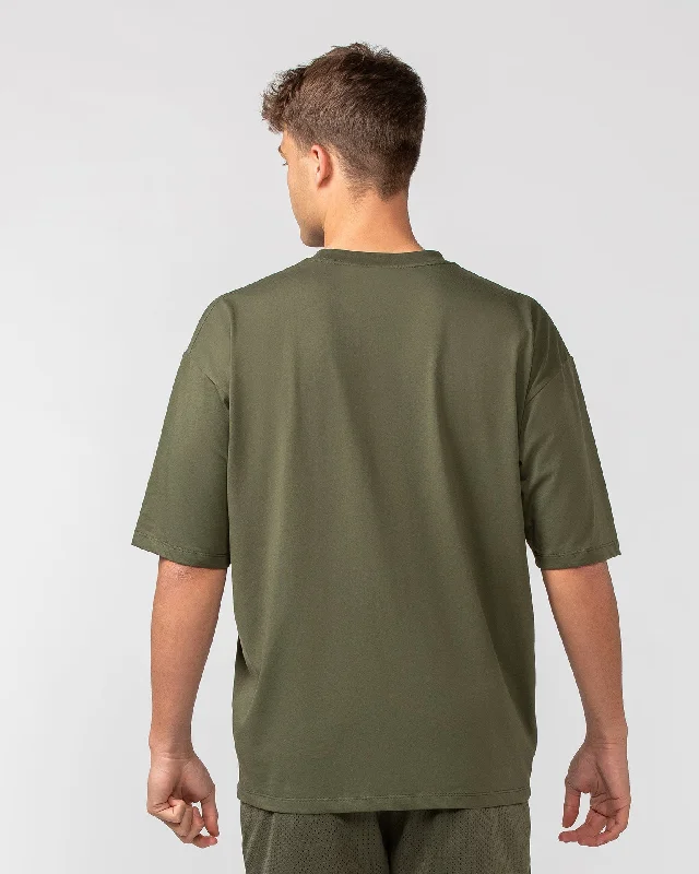 Varsity Oversized Tee - Dark Khaki