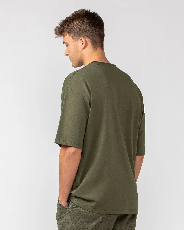 Varsity Oversized Tee - Dark Khaki