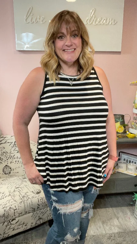 Classic Black and White Striped Swing Tank