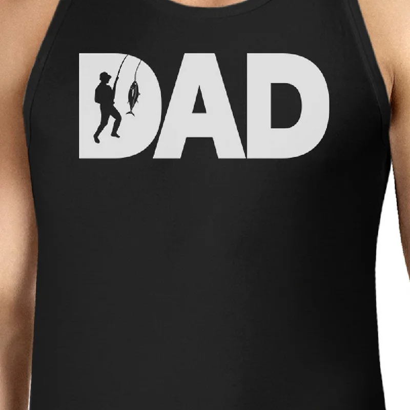 Dad Fish Mens Black Tank Top Fathers Day Gifts For Fishing Lovers