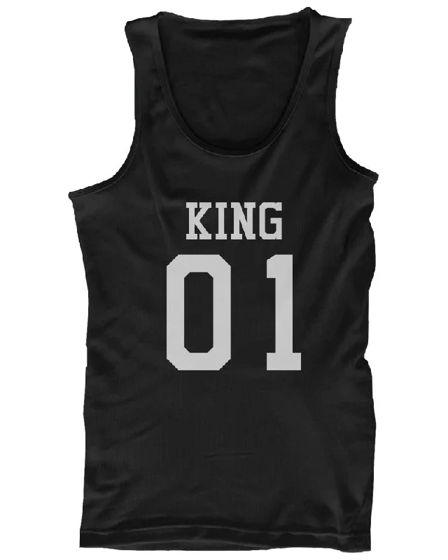 King 01 Queen 01 Couple Tank Tops Matching Tanks Summer Vacation Tee