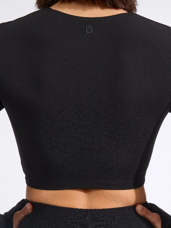 Long Sleeve Butter Crop - Onyx Black