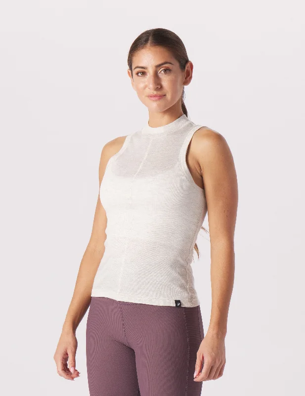 Ruby Mock Neck Tank: Oatmilk