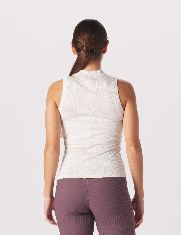 Ruby Mock Neck Tank: Oatmilk